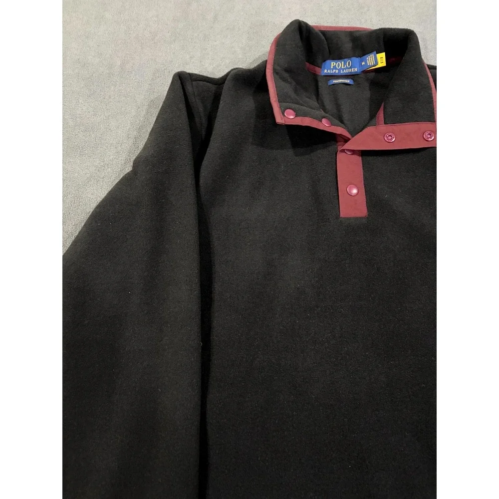 Polo Ralph Lauren Fleece Sweatshirt Mens M Black Performance 1/4 Snap Pullover
